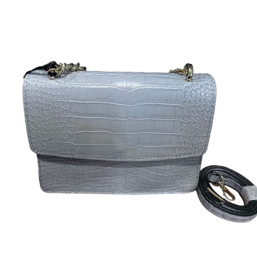 House of Harlow 1960 Croc-Embossed Leather Crossbody Bag with Two Straps Dustbag - Picture 2 of 6
